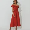 Daria Midi Dressbrick-Cleobella Hot